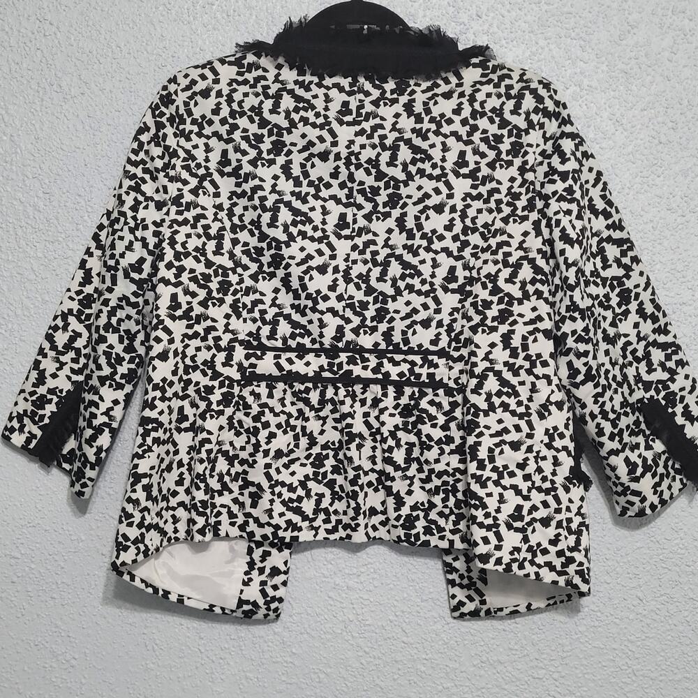 Vintage Marisa Christina Womens Dalmatian Print Blazer Size L Ruffle Unique 80s - Picture 2 of 10